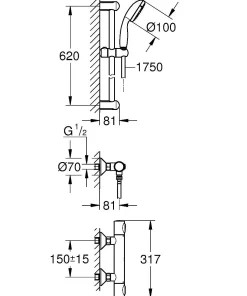 Precision Flow Thermostatische Douchekraan 1/2" Met Doucheset, Chroom|Brico Clearance