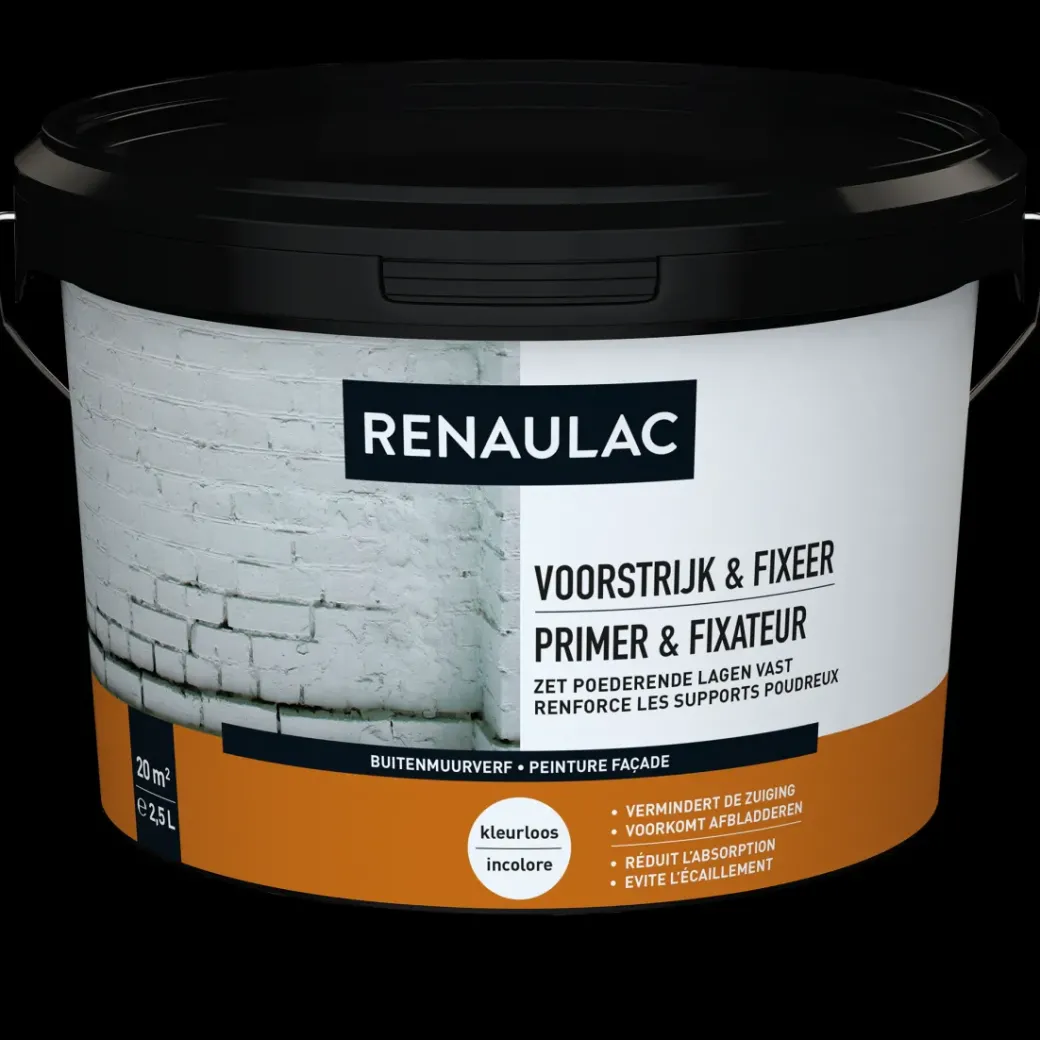 Brico Primers-Renaulac Buitenmuurverf Gevel Voorstrijk & Fixeer Transparant 2,5L