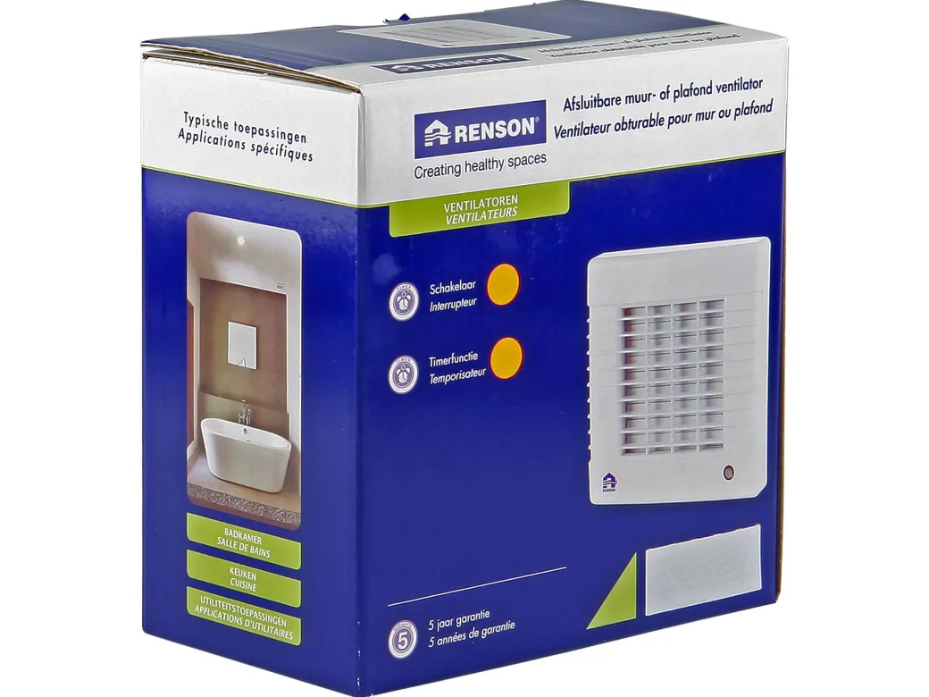 Renson 7231T Badkamerventilator O100Mm 12V Afsluitbaar Met Timer Wit|Brico Online