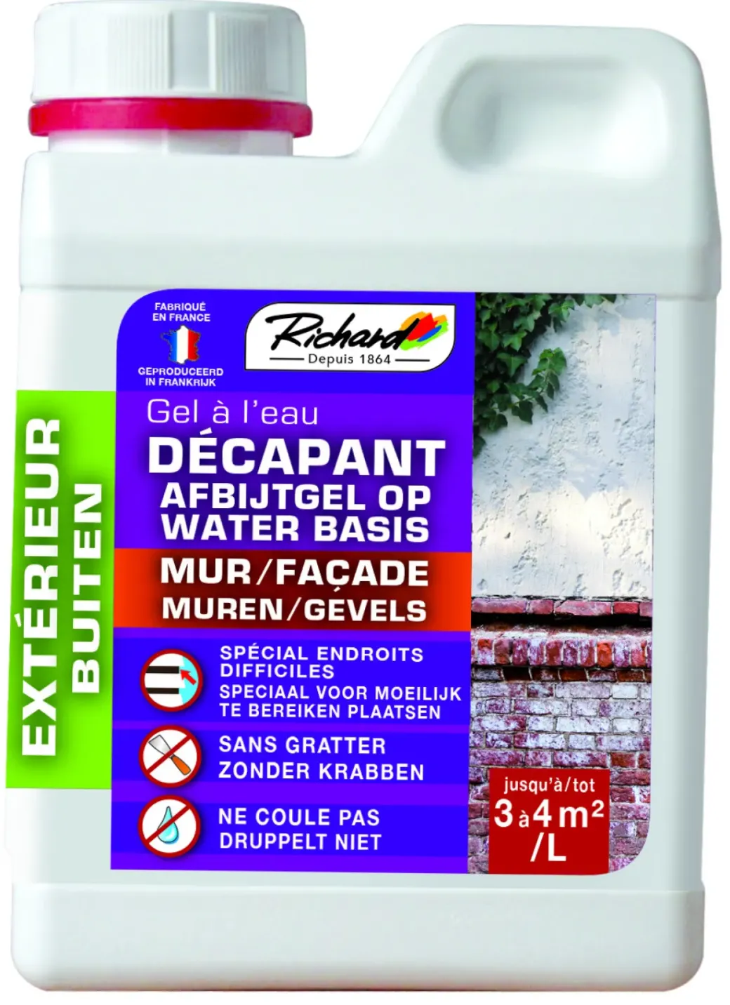 Brico Afbijtmiddelen-Richard Afbijtmiddel Muur En Gevel Buiten Gel Waterbasis 1L