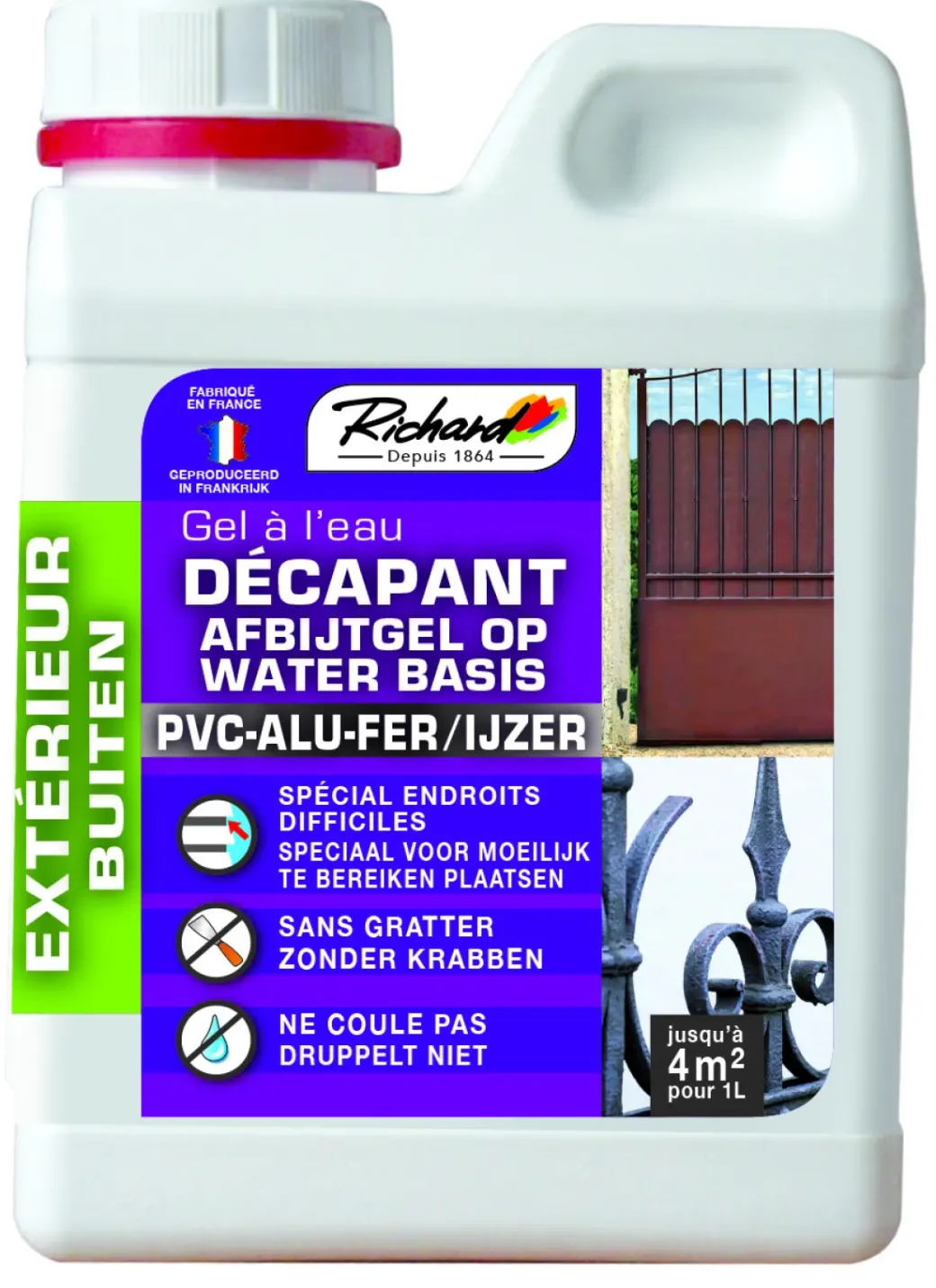 Brico Afbijtmiddelen-Richard Afbijtmiddel Pvc-Alu-Ijzer Buiten Gel Waterbasis 1L