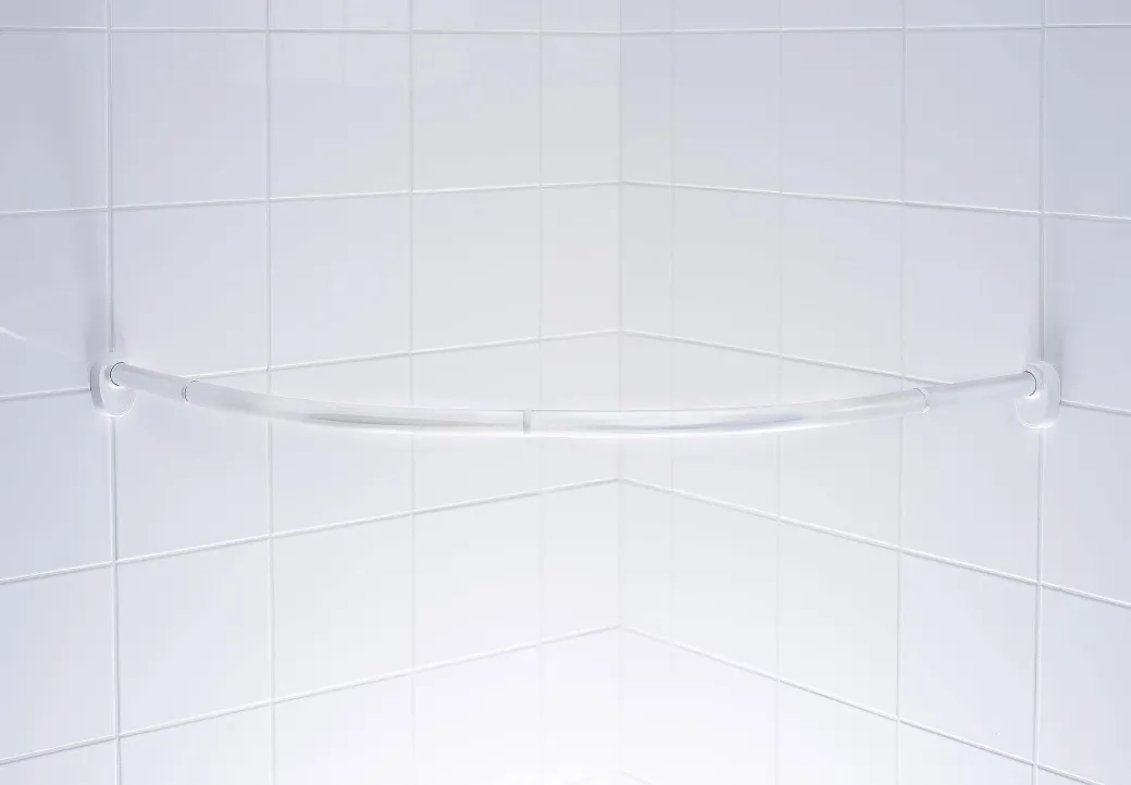 Ridder Kwartronde Douchegordijnstang O25Mm 90X90Cm Wit Aluminium|Brico New