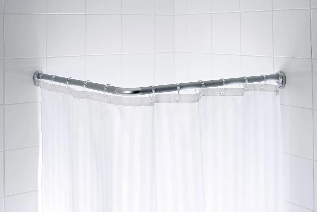 Ridder Universele Hoekdouchegordijnrail O25Mm Mat Zilver Aluminium|Brico