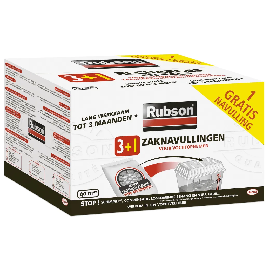 Rubson Navulling Vochtopnemer 1Kg 3+1|Brico Outlet