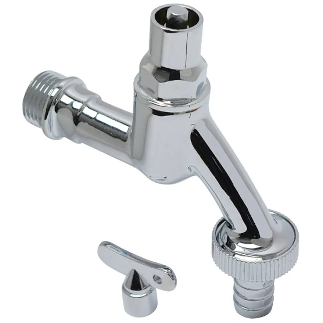 Sanivesk Tapkraan Met Sleutelbediening En 2 Sleutels Chroom (Buitendraad X Buitendraad ) 1/2" X 3/4"|Brico Clearance