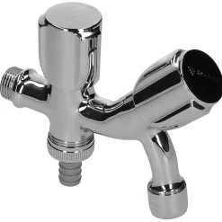 Schell Tapkraan Met Dubbele Uitloop En Slangkoppeling 1/2" Buitendraad Chroom|Brico New