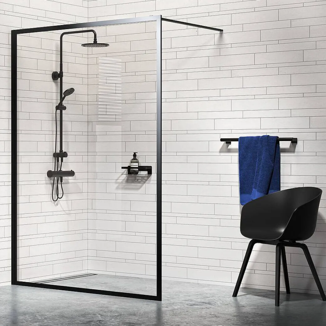 Sealskin Contour Inloopdouche Type A3 118X200Cm Zwart| 6Mm Helder Veiligheidsglas|Brico Discount