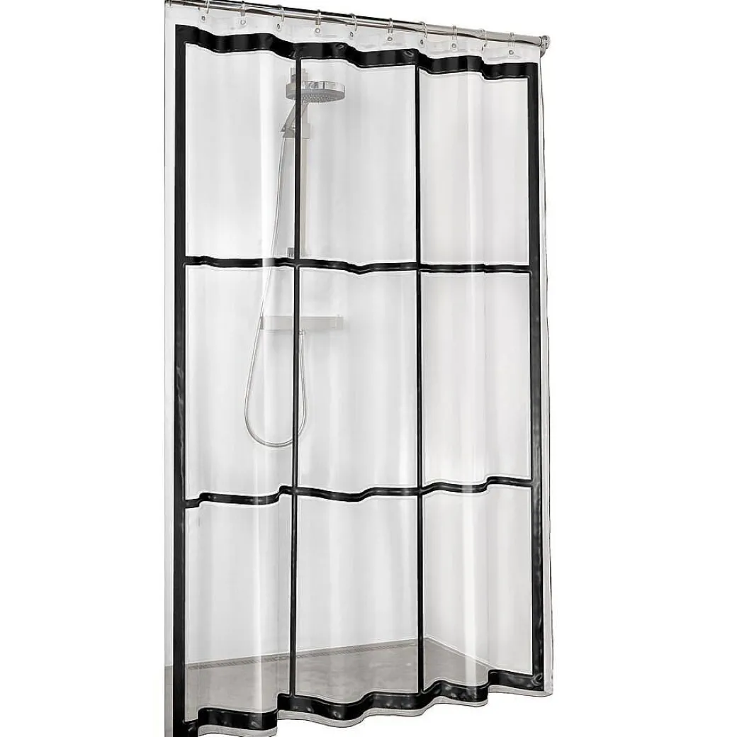 Sealskin Douchegordijn Brix Peva 180X200Cm Transparant/ Zwart|Brico New