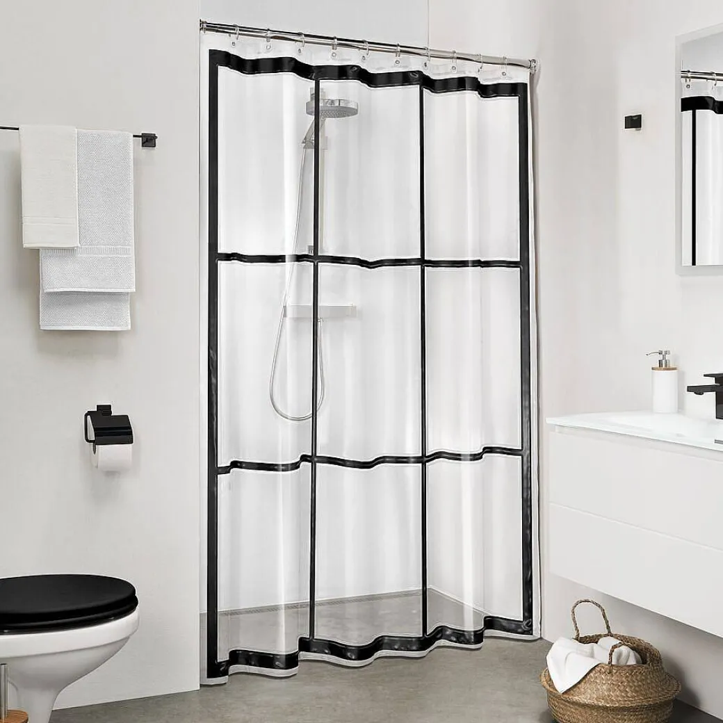 Sealskin Douchegordijn Brix Peva 180X200Cm Transparant/ Zwart|Brico New