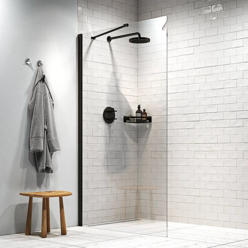 Sealskin Hooked Inloopdouche Type A3 120X200Cm| 6Mm Helder Veiligheidsglas Met Antikalklaag Matzwart|Brico Clearance