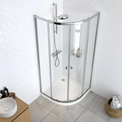 Sealskin Hooked Vierdelige Kwartronde Douchecabine Met Schuifdeuren 90X90X200Cm| 6Mm Helder Veiligheidsglas Met Antikalklaag Zilver Hoogglans|Brico Online