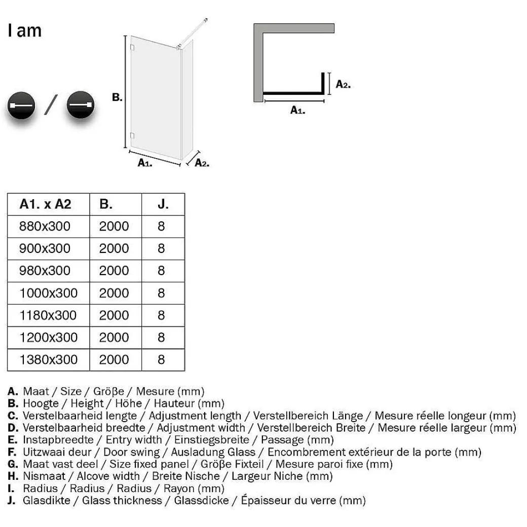 Sealskin I Am Inloopdouche Walk In Type A1 100X30Cm Rvs (Look) | 8Mm Helder Veiligheidsglas + Antikalk|Brico