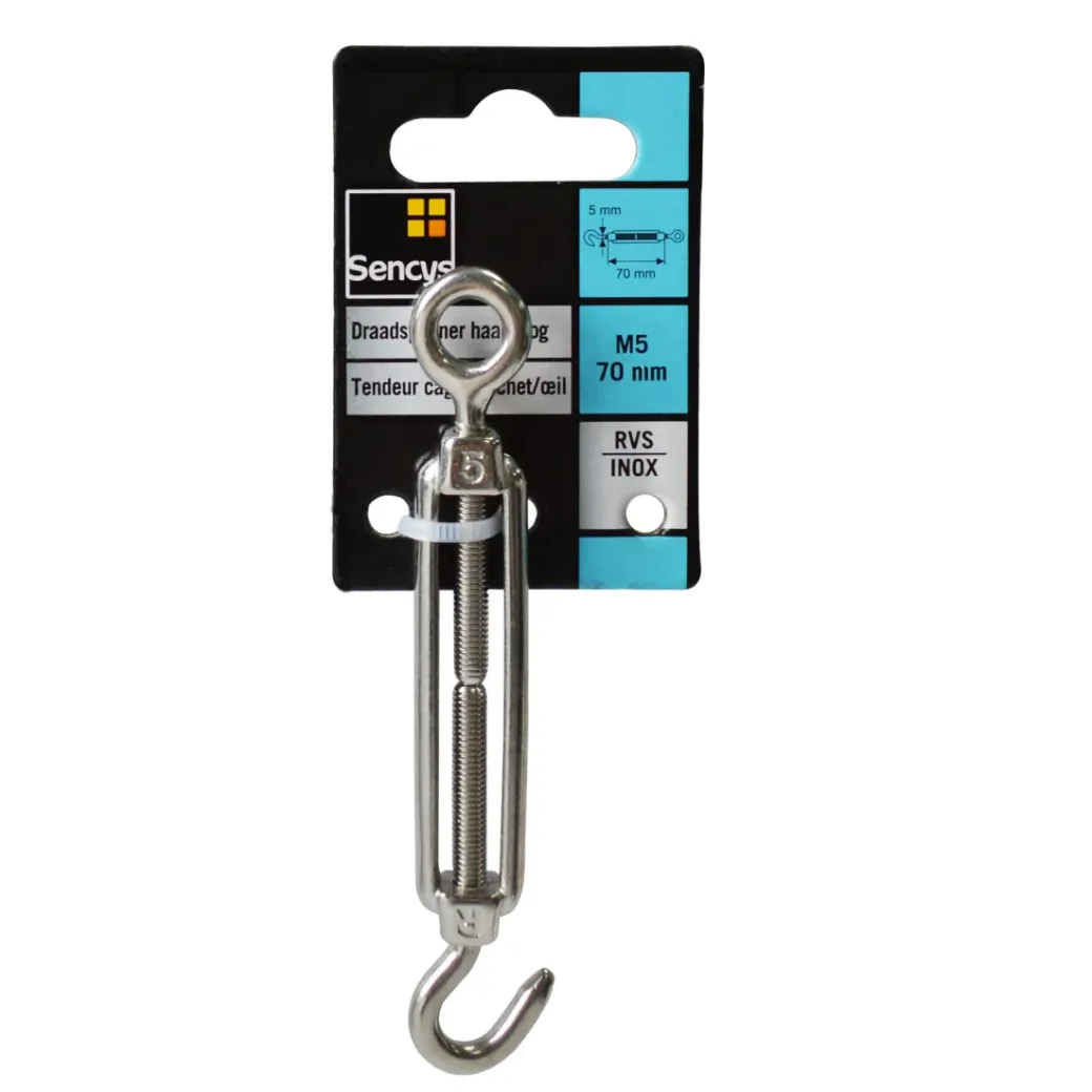 Brico Spanbanden-Sencys Draadspanner Met Haak En Oog Rvs M5 70Cm