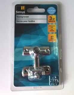 Brico Raambeveiliging-Sencys Raamgrendel Verchroomd Zinc 47Mm