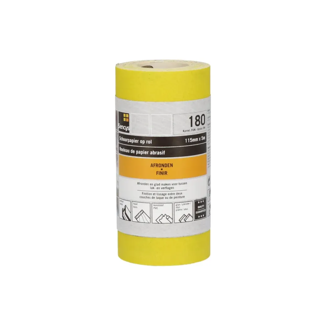Brico Schuurpapier-Sencys Rol Schuurpapier Geel A/O 115Mm X 5M P180