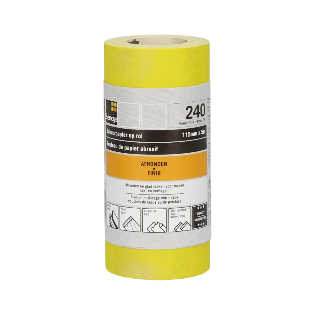 Brico Schuurpapier-Sencys Rol Schuurpapier Geel A/O 115Mm X 5M P240