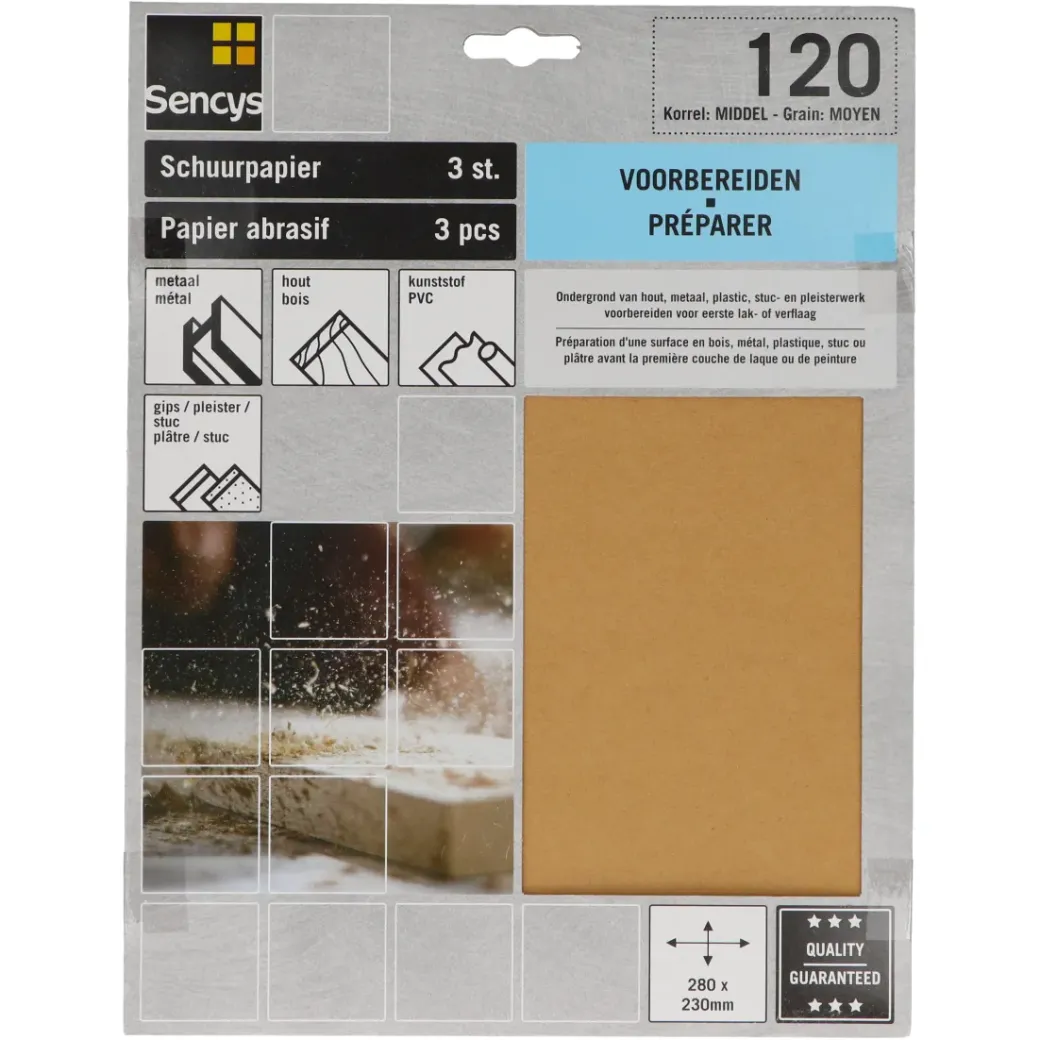 Brico Schuurpapier-Sencys Schuurvel A/O 230X280Mm P120 3St