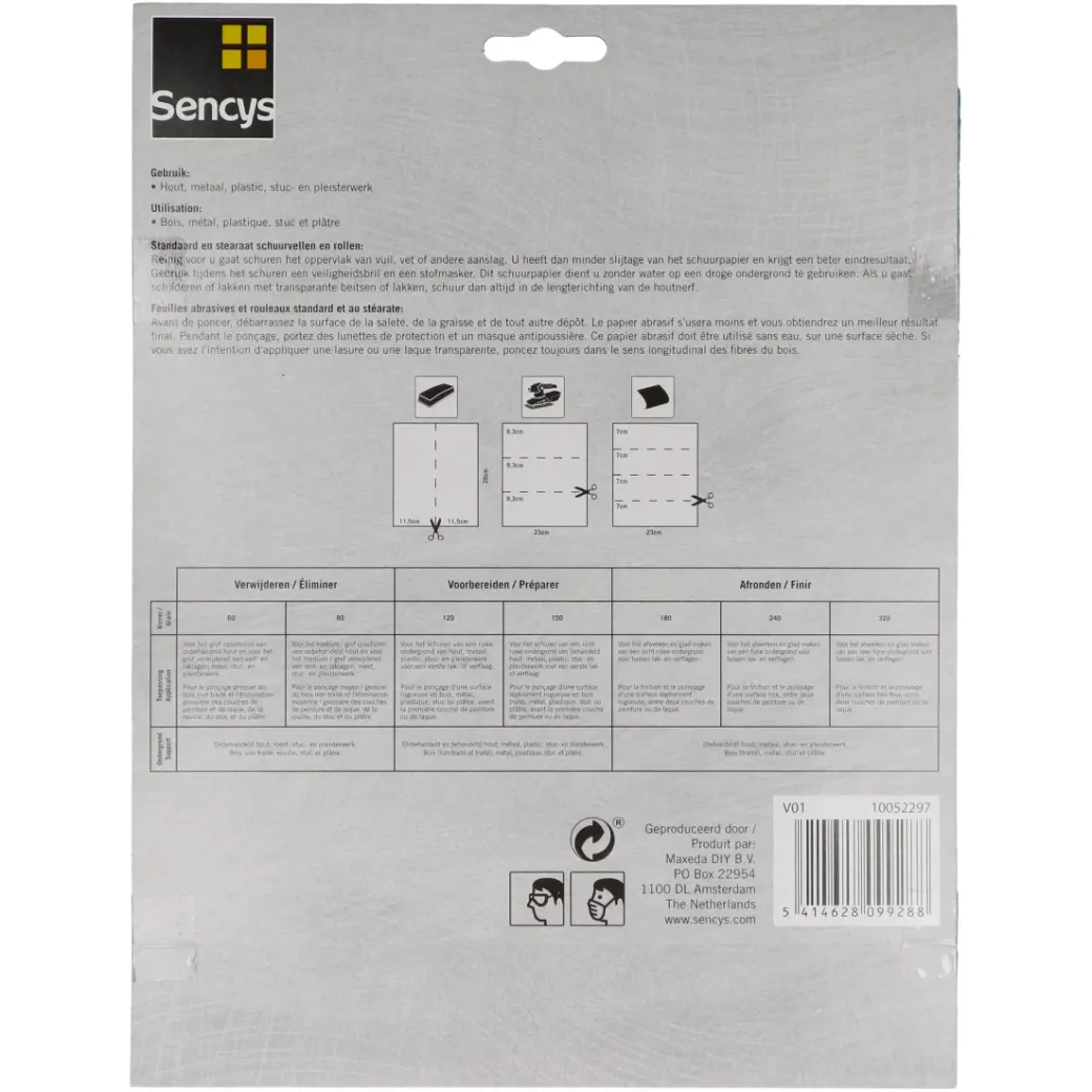 Brico Schuurpapier-Sencys Schuurvel Stearaat Wit 230X280Mm P80 3St