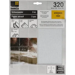 Brico Schuurpapier-Sencys Schuurvel Stearaat Wit 230X280Mm P320 3St