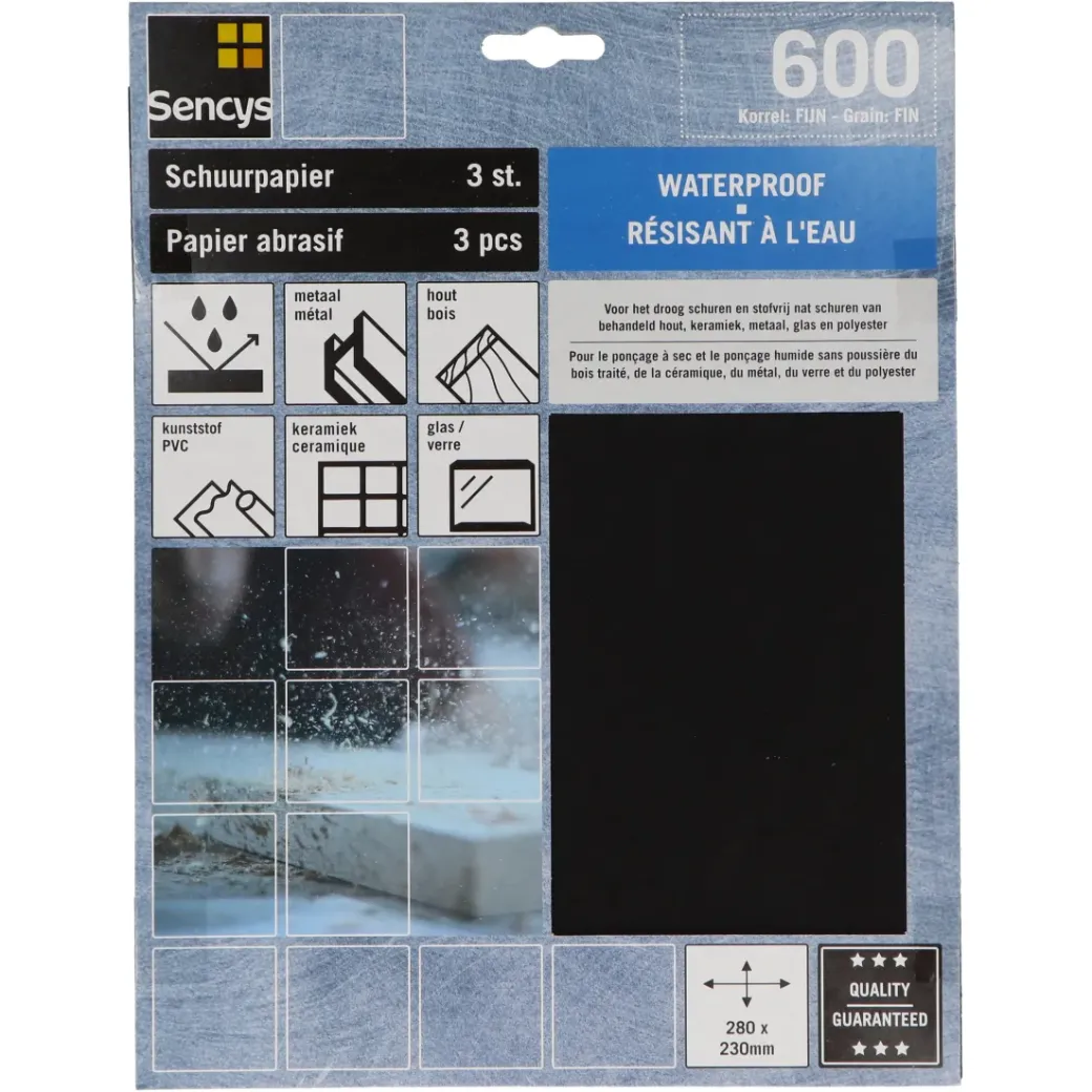 Brico Schuurpapier-Sencys Schuurvel Wet & Dry S/C 230X280Mm P600 3St