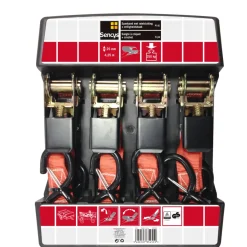Brico Spanbanden-Sencys Spanband Met Ratel En Haak Pes Rood 25Mmx4,25M 4St