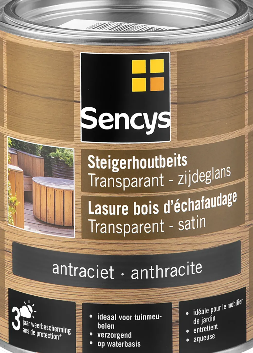 Brico Beits-Sencys Steigerhoutbeits Transparant Antraciet 750Ml