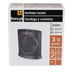 Brico Keramische Kachels & Blaasverwarming<Sencys Ventilatorkachel 2000W Met Oscillatie Zwart