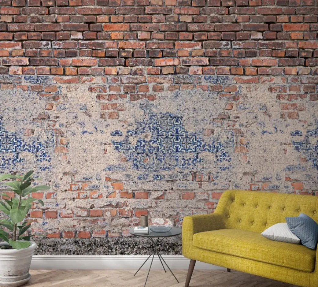 Brico Fotobehang-Smart Art Fotobehang Bakstenen Muur Met Tegels