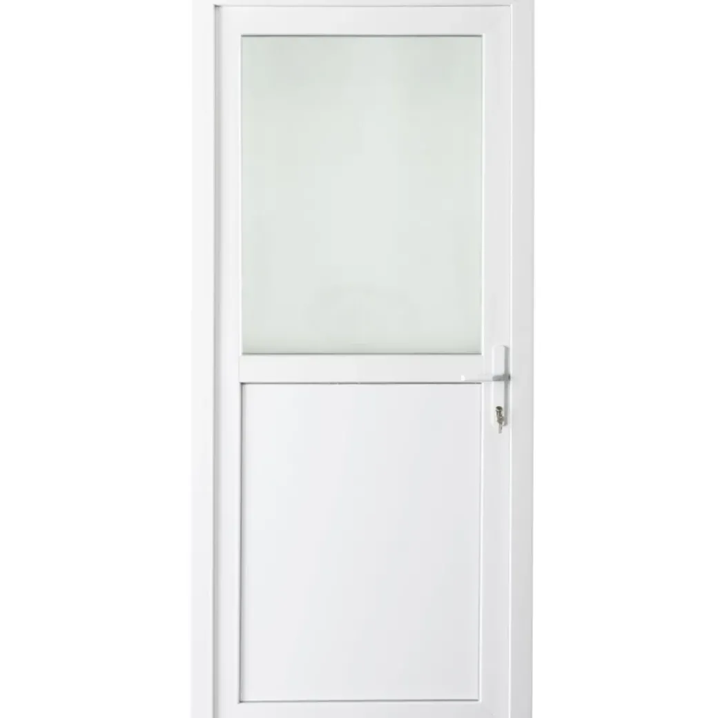 Brico Voordeuren-Solid Buitendeur Esterno E01 1/2 Beglaasd Wit Rechts 98X218Cm
