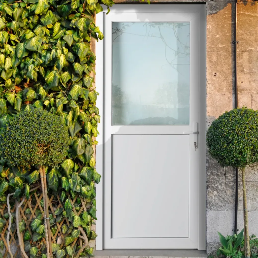Brico Voordeuren-Solid Buitendeur Esterno E01 1/2 Beglaasd Wit Rechts 98X218Cm