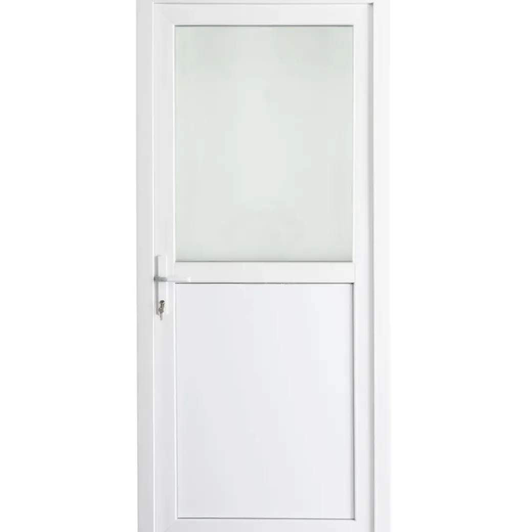 Brico Voordeuren-Solid Buitendeur Esterno E01 1/2 Beglaasd Wit Links 98X218Cm