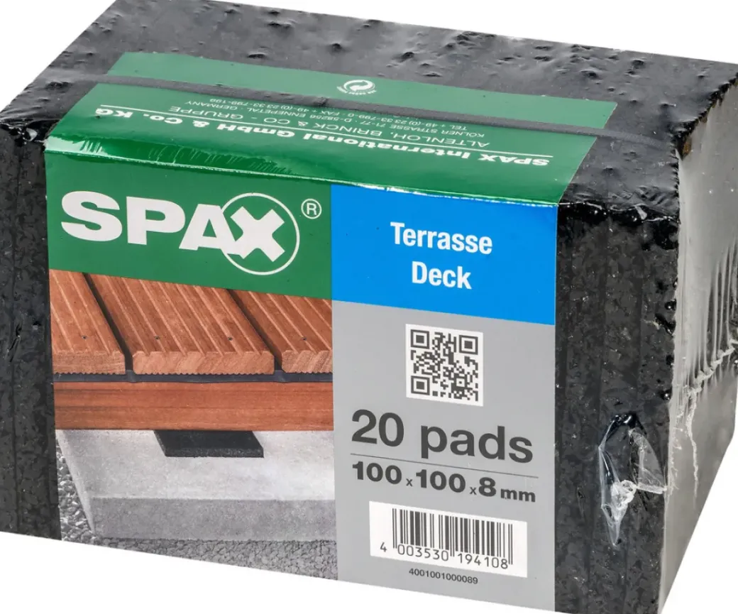 Brico Tuinbeslag & Terrasschroeven-Spax Isolatiepads Terras 10X10X0,8Cm 20St