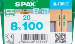 Brico Schroeven-Spax Schroef 'Hi.Force' Rvs 8X100Mm 20 Stuks