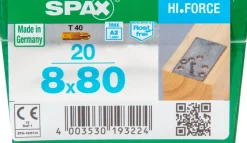 Brico Schroeven-Spax Schroef 'Hi.Force' Rvs 8X80Mm 20 Stuks