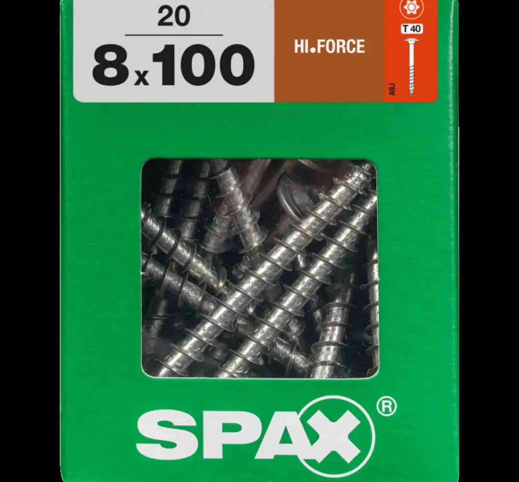 Brico Schroeven-Spax Schroef 'Hi.Force' Staal 100 X 8 Mm - 20 Stuks