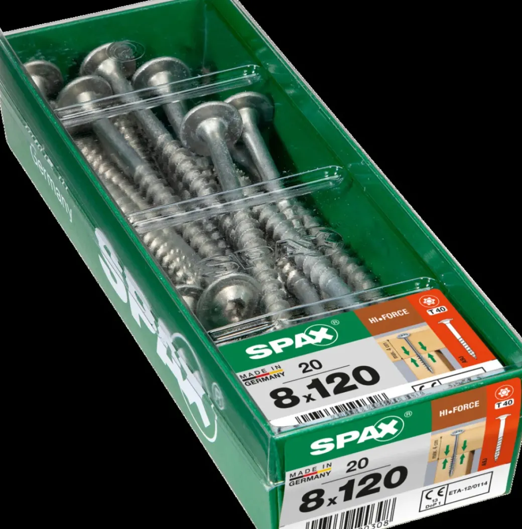 Brico Schroeven-Spax Schroef 'Hi.Force' Staal 120 X 8 Mm - 20 Stuks