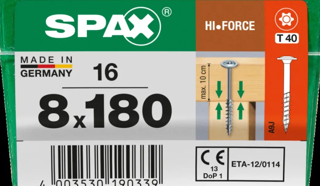 Brico Schroeven-Spax Schroef 'Hi.Force' Wirox 8X180Mm 16 Stuks