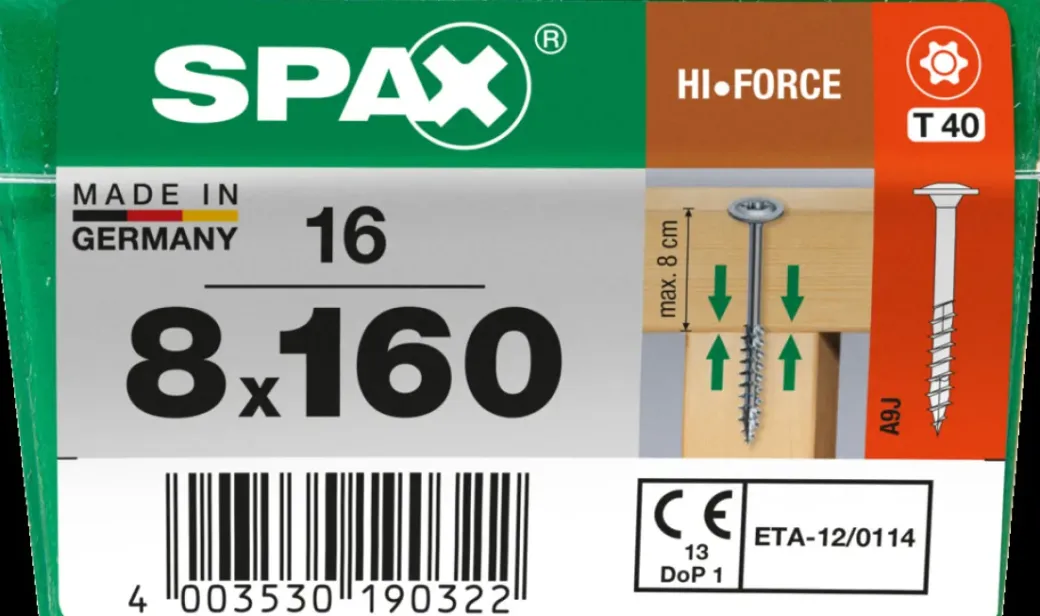 Brico Schroeven-Spax Schroef 'Hi.Force' Wirox 8X160Mm 16 Stuks