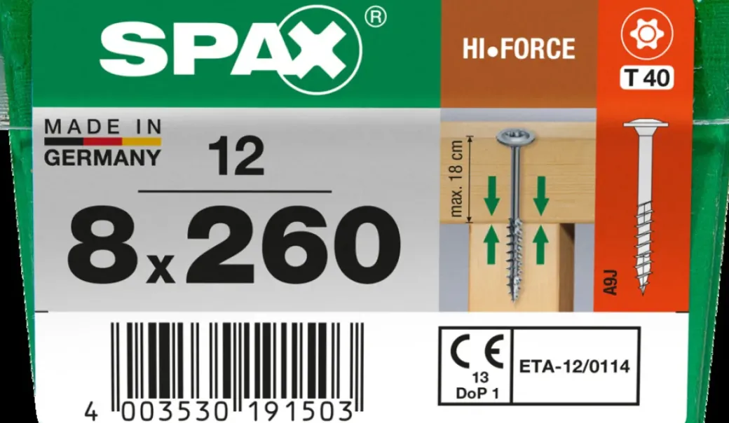 Brico Schroeven-Spax Schroef 'Hi.Force' Wirox 8X260Mm 12 Stuks