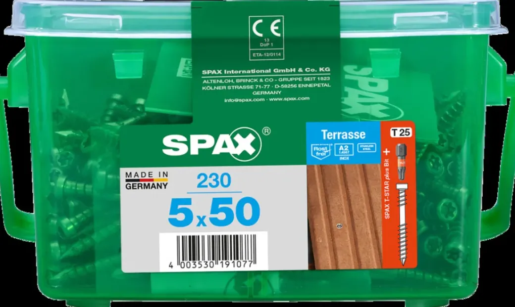 Brico Tuinbeslag & Terrasschroeven-Spax Terrasschroef A2 Inox 50X5Mm 230 St