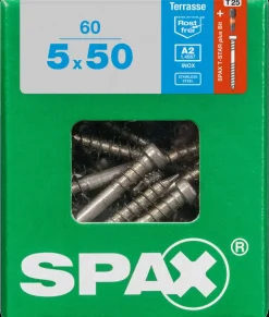 Brico Tuinbeslag & Terrasschroeven-Spax Terrasschroef A2 Inox 50X5Mm 60 St