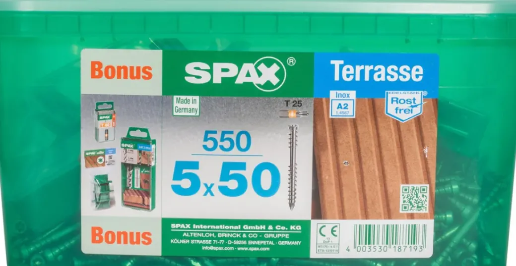 Brico Tuinbeslag & Terrasschroeven-Spax Terrasschroef A2 Rvs 50X5Mm 550St