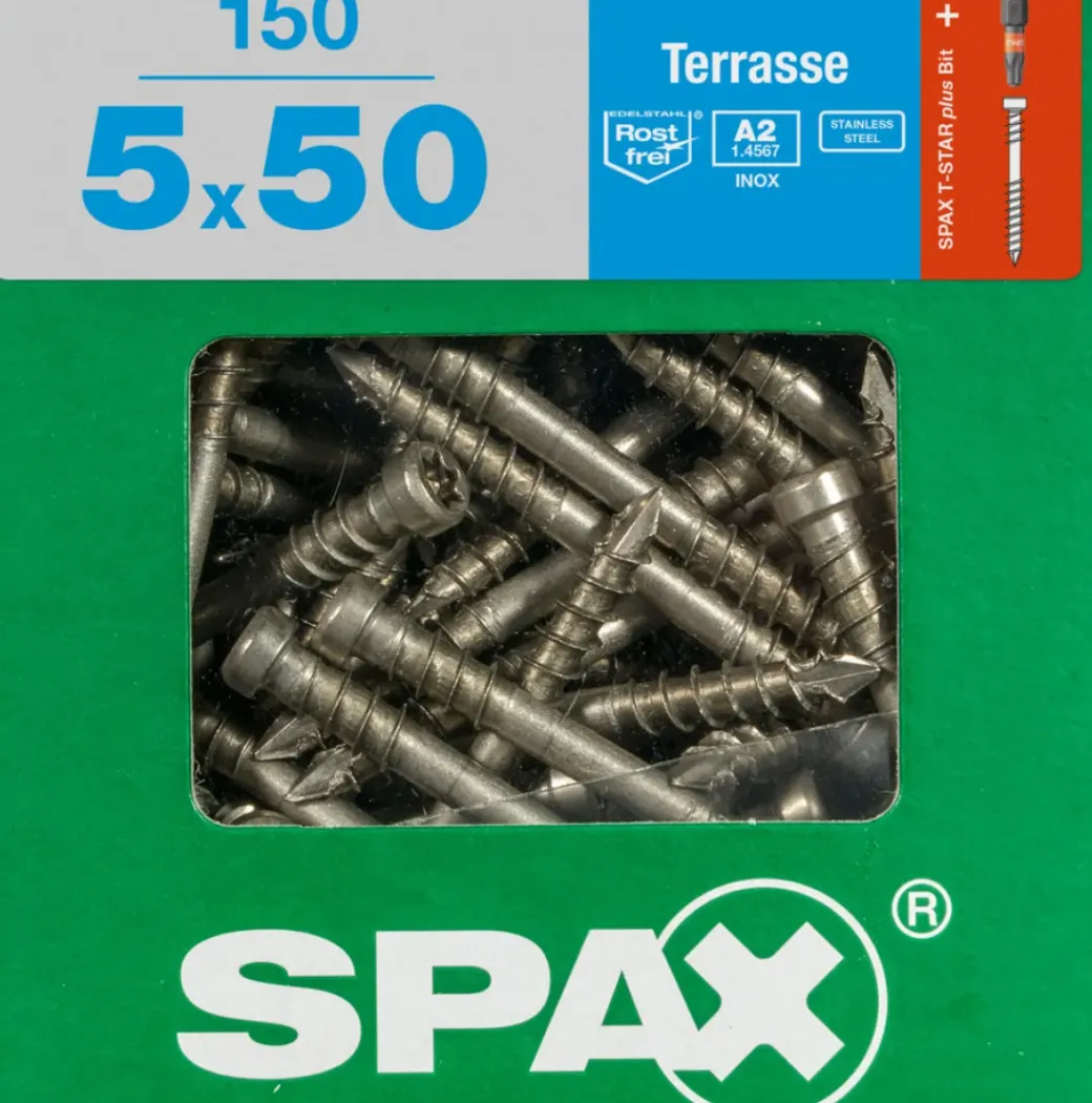 Brico Tuinbeslag & Terrasschroeven-Spax Terrasschroef A2 Rvs 50X5Mm 150St