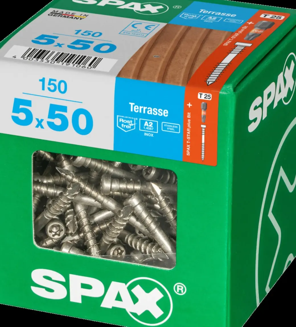 Brico Tuinbeslag & Terrasschroeven-Spax Terrasschroef A2 Rvs 50X5Mm 150St