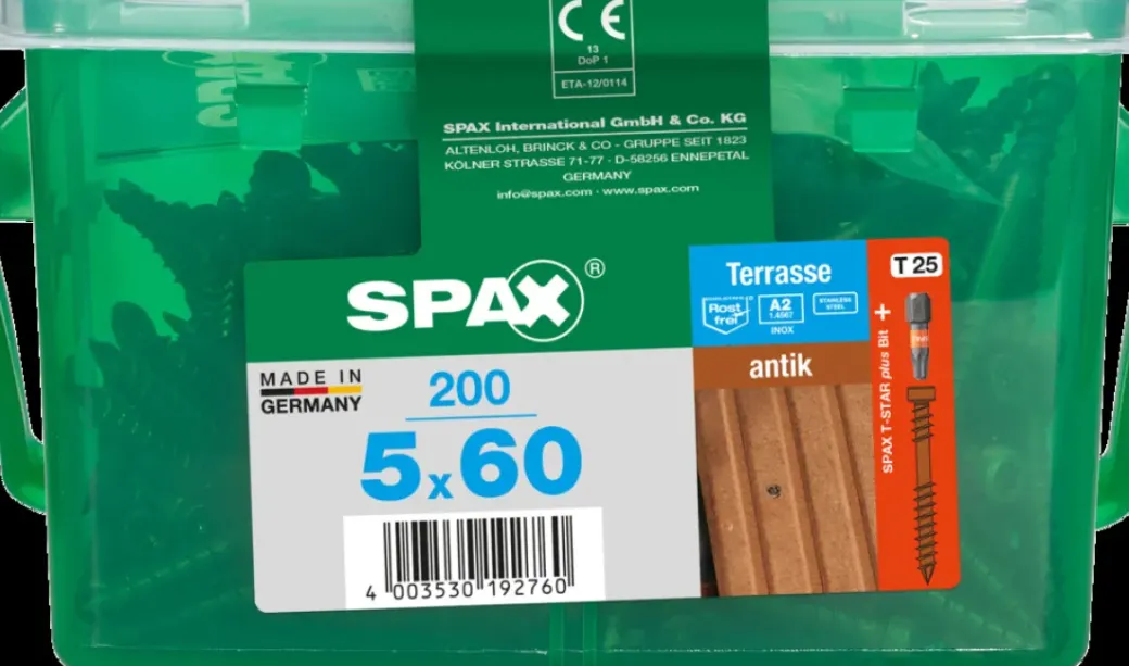 Brico Tuinbeslag & Terrasschroeven-Spax Terrasschroef A2 Rvs Bruin 60X5Mm 200St