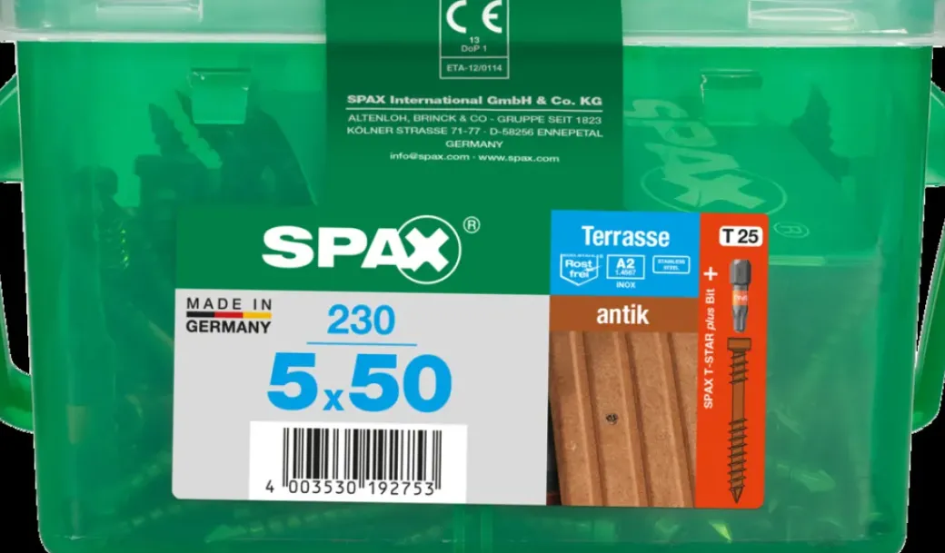 Brico Tuinbeslag & Terrasschroeven-Spax Terrasschroef A2 Rvs Bruin 50X5Mm 230St