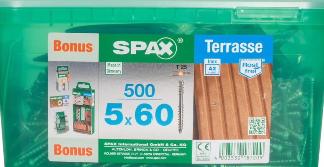 Brico Tuinbeslag & Terrasschroeven-Spax Terrasschroef A2 Rvs 60X5Mm 500St