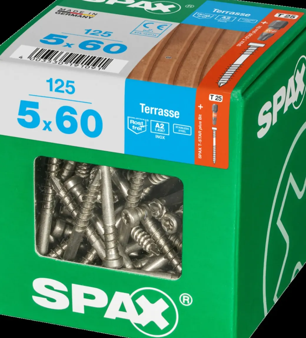 Brico Tuinbeslag & Terrasschroeven-Spax Terrasschroef A2 Rvs 60X5Mm 125St