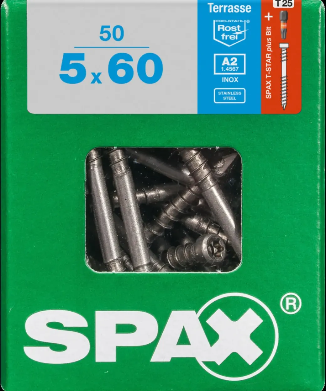 Brico Tuinbeslag & Terrasschroeven-Spax Terrasschroef Terras A2 Rvs 60X5Mm 50St