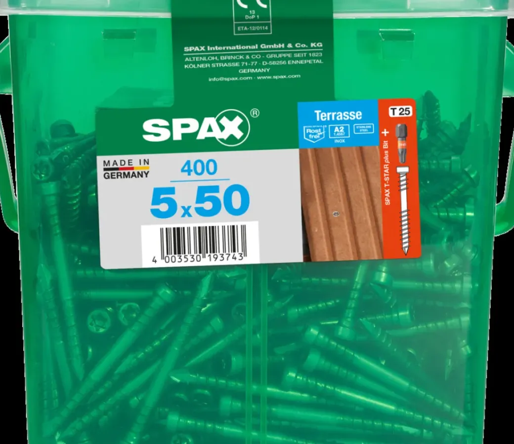Brico Schroeven-Spax Terrasschroef 'T-Star' Rvs 5X50Mm 400 Stuks